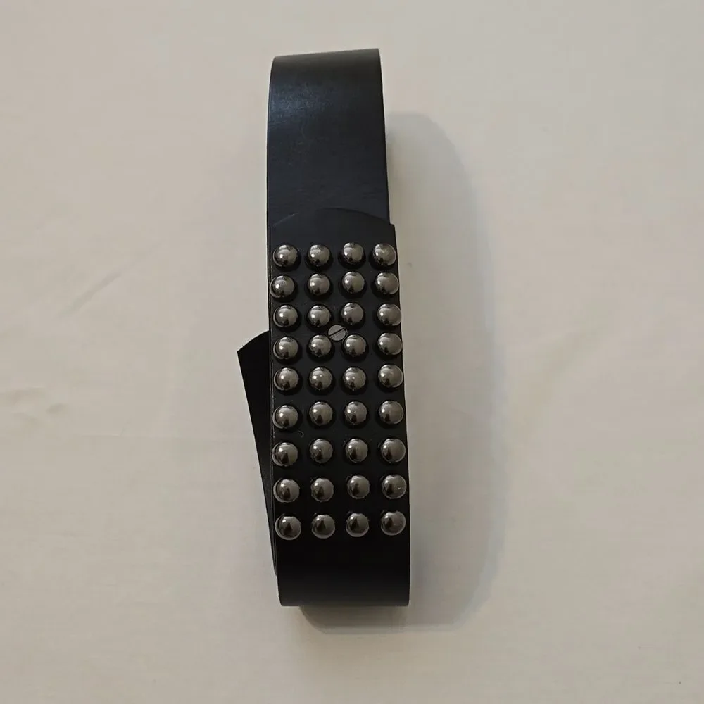 Balibelts Studio Black‎ Leather Silver Studded  Belt Small NWOT!